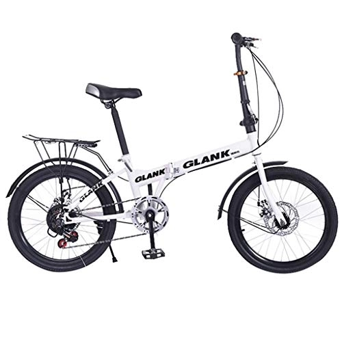 Plegables : MINIKIMI Mini Bicicleta Plegable Ligera De 20 Pulgadas Aluminio PequeñA Bicicleta para Estudiante Adulto, Sillin Confort, Capacidad 120Kg (Blanco)