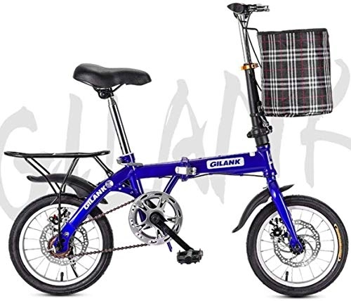 Plegables : MJY Bicicletas Plegables, Bicicleta Plegable de Bicicleta de Ciudad Plegable Ligera de 20 'Doble Disco con Canasta Delantera y Contrapunto Trasero 6-11, 20 pulgadas