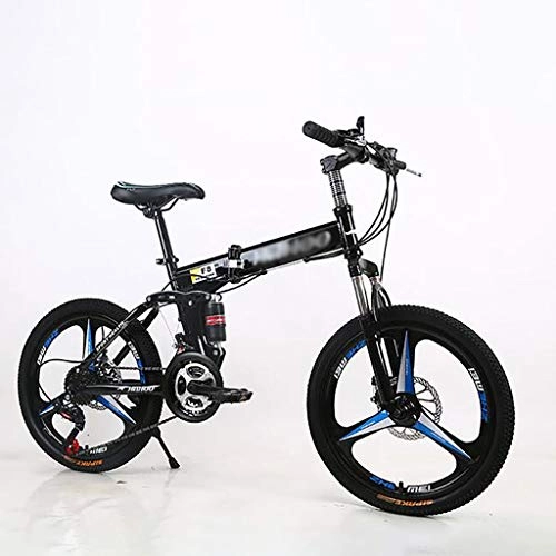 Plegables : Mltdh 20 Pulgadas de Bicicletas Plegables, Choque Doble Diseño de absorción, Neumáticos Antideslizantes, de Velocidad Variable de Bicicletas de montaña, Negro