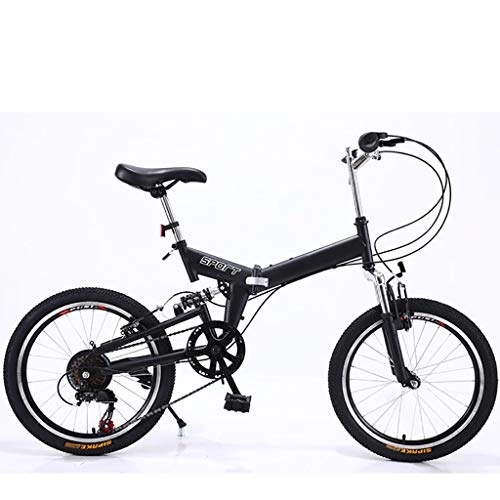 Plegables : Mltdh Bicicleta Plegable de 20 Pulgadas, Bicicleta de Velocidad Variable, Asiento Ajustable, diseño a Prueba de Golpes, Bicicletas de Estudiantes, Negro