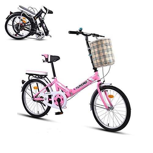 Plegables : Moda Mujeres Adolescentes Estudiantes De Mini Bicicleta, Adulto Bicicleta Plegable Velocidad única, Marco De Aluminio Bicicleta De Carretera Conmutar Escuela Pulgadas Con Una Canasta-Rosa 16 Pulgadas