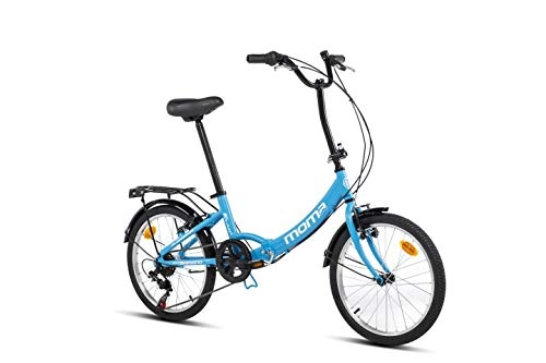 Plegables : Moma Bikes Bicicleta Plegable Urbana SHIMANO FIRST CLASS 20" Alu, 6V. Sillin Confort, Azul