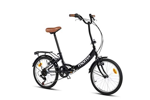 Plegables : Moma Bikes Bicicleta Plegable Urbana SHIMANO FIRST CLASS 20" Alu, 6V. Sillin Confort, Negro