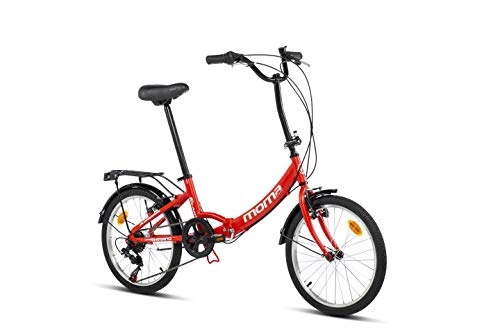 Plegables : Moma Bikes Bicicleta Plegable Urbana SHIMANO FIRST CLASS 20" Alu, 6V. Sillin Confort, Rojo