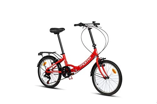 Plegables : Moma Bikes First Class 2 RJ Bicicleta Plegable Urbana, 6V. Sillin Confort, Unisex Adulto, Rojo, Talla Única