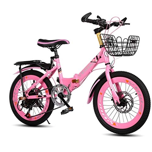 Plegables : Montaa de la Bicicleta de los nios Bicicleta Plegable de Velocidad de 20 Pulgadas 6-8-10 Aos de Edad Nio Nia de Bicicletas (Color : Pink)