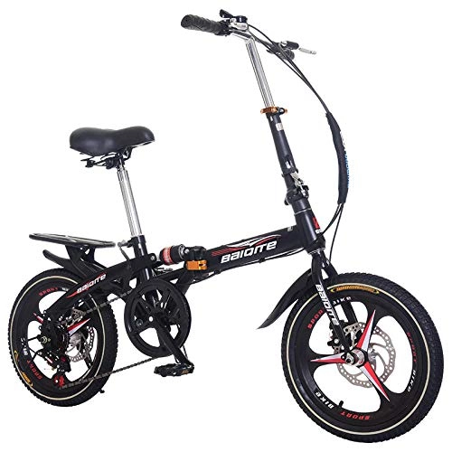 Plegables : Mountain Bike Bicicleta de montaña Plegable Bicicleta de Freno de Disco amortiguadora de 20 Pulgadas Bicicleta de Ciudad Masculina y Femenina Mini-Negro Speed_20 Pulgadas