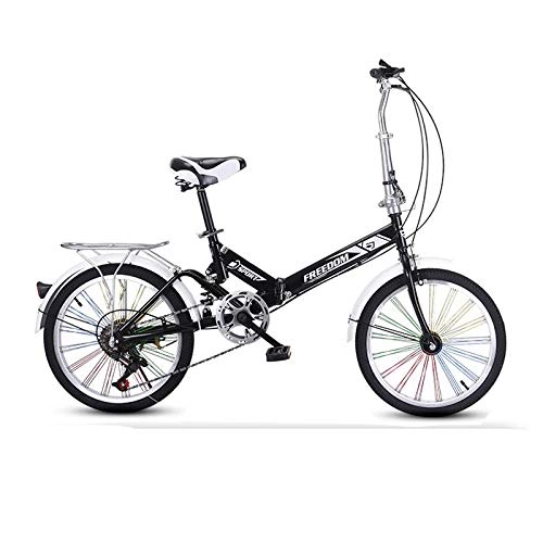 Plegables : Mountain Bike Bicicleta Plegable compacta Plegable de 20"City-Gears de 6 velocidades-Speed ​​Black_20 Pulgadas