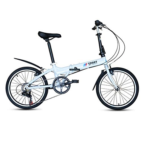 Plegables : Mountain Bike Bicicleta Plegable de 20 Pulgadas Marco de aleación de Aluminio para Adultos Ligero Mini Bicicleta compacta de Ciudad-Blanco_20 Pulgadas