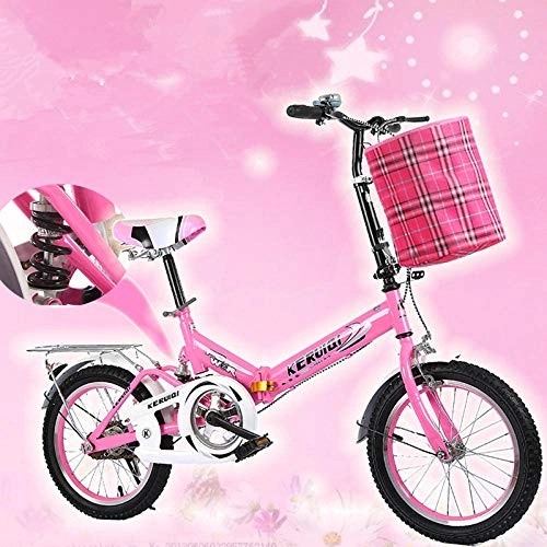 Plegables : Mountain Bike Bicicleta Plegable de 20 Pulgadas, pequeña, portátil, Estudiante, Mujer, Bicicleta de Ciudad Ultraligera de una Sola Velocidad, Rosa_20 Pulgadas