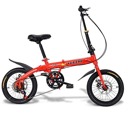 Plegables : Mountain Bike Bicicleta Plegable de Velocidad Variable de 16 Pulgadas para niños, Estudiantes, Adultos, súper Ligeros y prácticos, Mini Freno de Disco Bicicleta-Rojo_16 Pulgadas