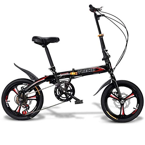 Plegables : Mountain Bike Bicicleta Plegable de Velocidad Variable de 16 Pulgadas para niños, Estudiantes, Adultos, súper Liviana y Conveniente, Mini Bicicleta de Freno de Disco-Negro_16 Pulgadas