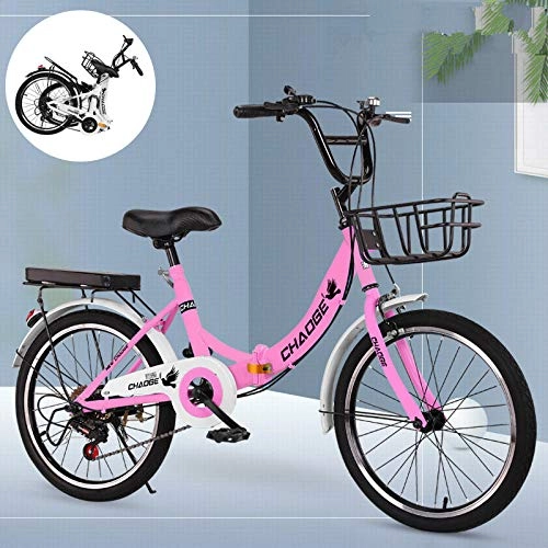 Plegables : Mountain Bike Bicicleta Plegable para Adultos, Ruedas de 20 Pulgadas, portaequipajes Trasero-Pink_20 Pulgadas