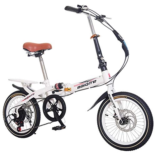 Plegables : Mountain Bike Mini Bicicleta Plegable Ligera de 20 Pulgadas, pequeña Bicicleta portátil para Estudiantes Adultos, Color Blanco