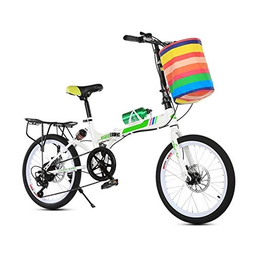 Plegables : MOZUSA Bicicletas Deportivas al Aire Libre 20 Pulgadas Bicicleta Plegable en tándem de la Bici Adultos Niños Viaje de Bicicletas Campo de la Bici Plegable for niños Doble Disco de Freno