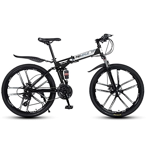 Plegables : MQJ Bicicleta de Montaña 26 Pulgadas Bicicleta de Bicicleta Bicicleta Plegable 21 / 24 / 27 Velocidad Ajustable Velocidad Doble Amortiguación Off-Road Bike Disc Freno, D, 27 Velocidad