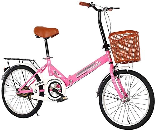 Plegables : MUXIN Bicicleta Plegable De Aluminio De 20 Pulgadas, Bici Plegable Velocidades Ligera Unisex, Sin Herramientas, Fácil De Transportar, Rosado