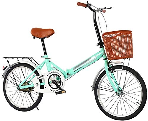 Plegables : MUXIN Bicicleta Plegable De Aluminio De 20 Pulgadas, Bici Plegable Velocidades Ligera Unisex, Sin Herramientas, Fácil De Transportar, Verde