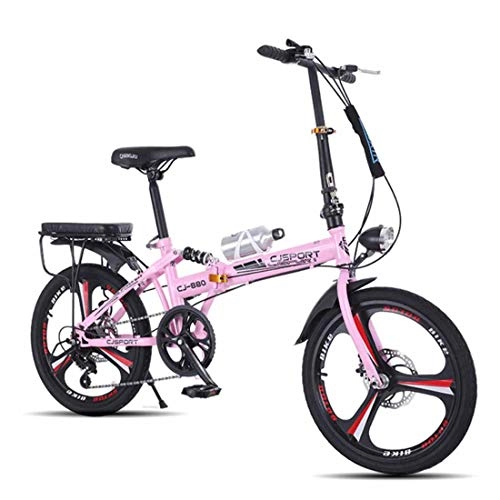 Plegables : MUYU Bicicleta Plegable De Ruedas De 20 Pulgadas Ideal para La Conduccin Urbana De 7 Velocidades, Pink