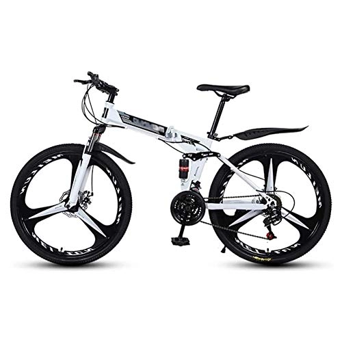 Plegables : MXXDB Bicicleta de montaña Plegable de 26 Pulgadas con Doble amortiguación de 27 velocidades, Carreras de Velocidad a Campo traviesa, un Clic, fácil de Plegar, Aluminio, Blanco