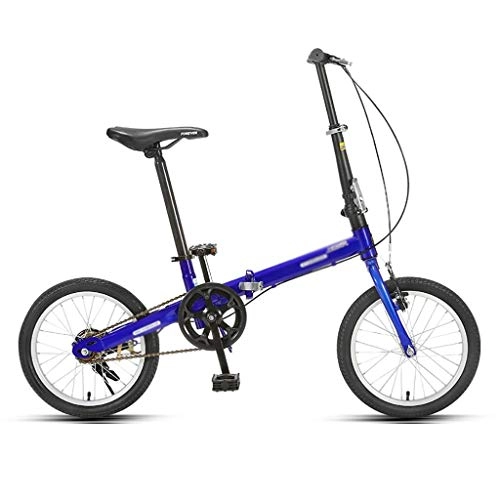 Plegables : MZL 16 Pulgadas for Adultos Plegable Bicicletas, Ultraligera portátil pequeña Bicicleta for Hombres y Mujeres, de una Velocidad de Bicicletas (Color : Azul)