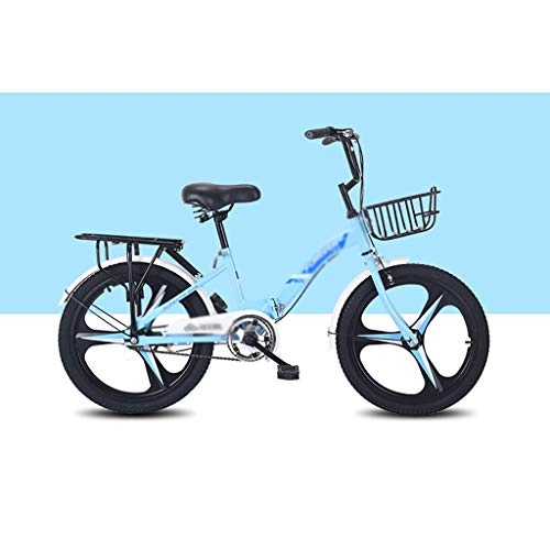 Plegables : MZL 18 Pulgadas de la Bicicleta Plegable for niños, una Sola Rueda de Bicicleta de montaña, Ruedas Negrita, Conveniente for 8-14 años Hombres y Mujeres Bicicletas (Color : Azul)