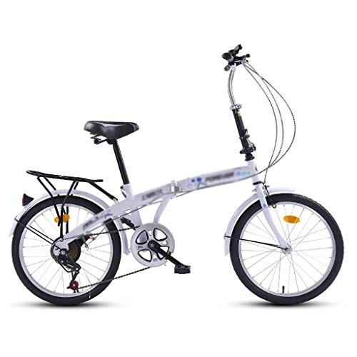 Plegables : MZL 20 Pulgadas de Bicicletas Plegables Hombre |Hembra Adulta Ultra-luz de la Bicicleta portátil, de Velocidad Variable Estudiante de Bicicletas (Color: Blanco)