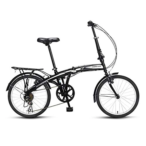 Plegables : MZL 20 Pulgadas de Bicicletas Plegables, súper Ligero y portátil del varón Adulto y Hembra Bicicletas for el Trabajo, Altura Recomendada 130-190cm / 51.2-74.8inch (Color : Negro)