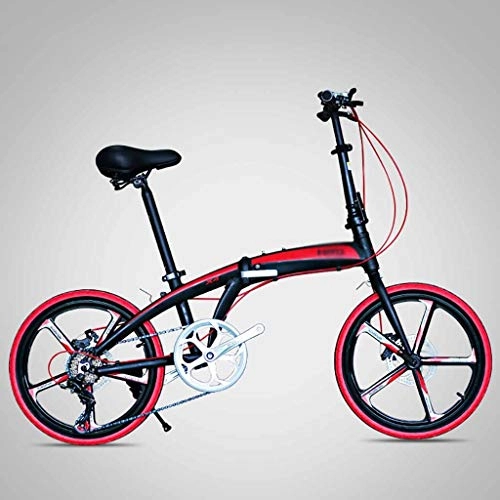 Plegables : MZL 20 Pulgadas de la Bicicleta Plegable portátil, Ligero de aleación de Aluminio Shift Bicicletas, Bicicletas for Adultos for Hombres y Mujeres (Color : Negro)