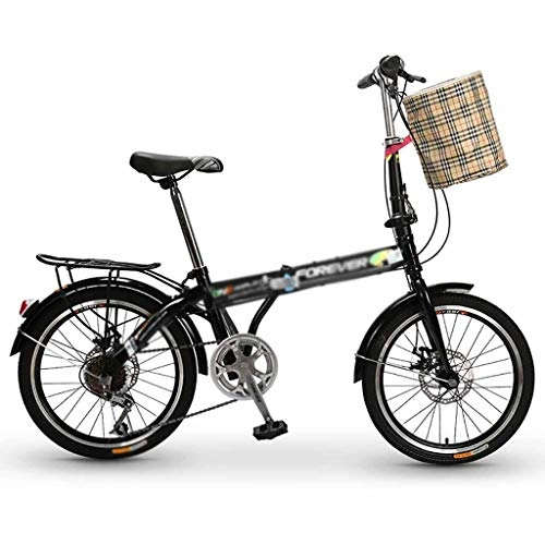 Plegables : MZL Adulto Bicicletas Plegables, de 20 Pulgadas de Bicicletas Variable Velocidad, Ultra Ligero portátil Pequeño Hombre |Estudiante Femenino de la Bicicleta (Color : Negro)