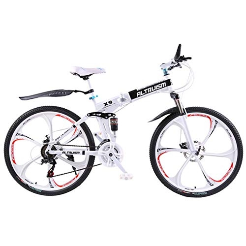 Plegables : MZLJL Bicicletas de montaña, Bicicletas Plegables para X9 21 de Velocidad de Bicicleta de montaña de Acero Unisex de los niños de 26 Pulgadas Bicicletas de montaña Bicicleta, Blanca, China