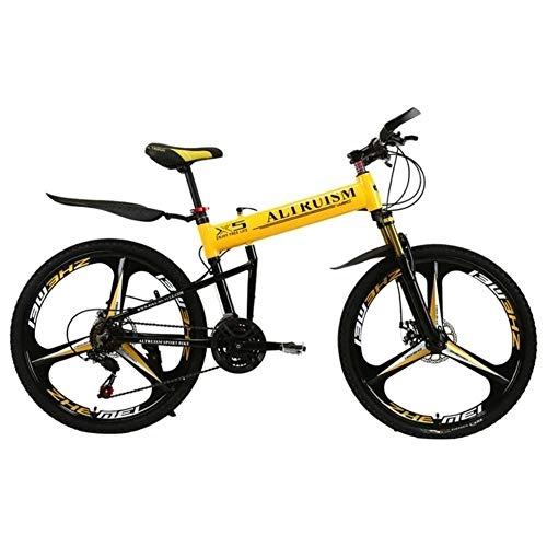 Plegables : MZLJL montaña de la Bicicleta, X5 Pro Bicicletas Plegables 21 para Hombre de Velocidad de Bicicletas de montaña de 26 Pulgadas del Freno de Disco de Bicicletas, Amarillo, China