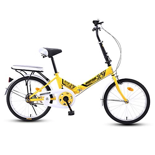 Plegables : N / A HAIZHEN -Bicicletas Plegables para Adultos, Bicicleta portátil para jóvenes, Bicicleta compacta de 20 Pulgadas de Velocidad única para Ciudad(Color:Amarillo)