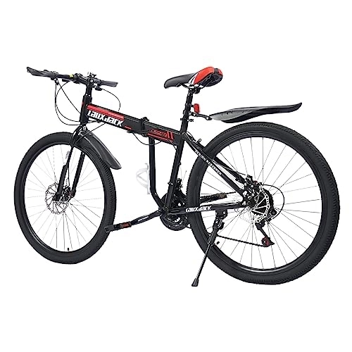 Plegables : Neugeb Bicicleta de montaña plegable de 26 pulgadas, con guardabarros, 21 marchas, capacidad de carga de 130 kg, horquilla de suspensión, frenos de disco, bicicleta para adultos, unisex