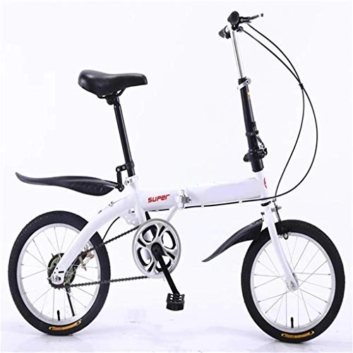 Plegables : Nfudishpu Bicicleta Plegable-Marco Ligero de Aluminio para niños Hombres y Mujeres Bicicleta Plegable 16 Pulgadas, Blanco