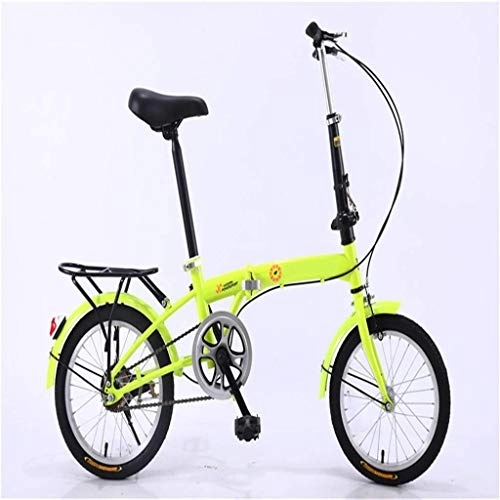 Plegables : Nfudishpu Bicicleta Plegable portátil Ultraligera niños, Hombres y Mujeres Bicicleta Plegable de Aluminio Ligero con Marco 16 Pulgadas, Amarillo
