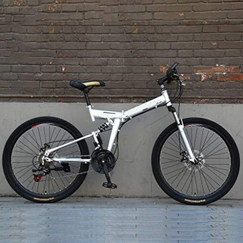 Plegables : Nfudishpu Mountain - Bicicleta Deportiva para Adultos, suspensión Completa de Aluminio, Ruedas de 24-26 Pulgadas, Ciclo Plegable de 21 velocidades con Frenos de Disco, 24 Pulgadas