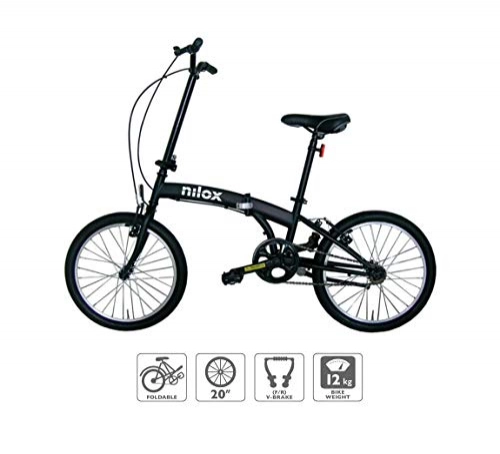Plegables : Nilox Micro Bike 20P-X0 Bicicleta (Plegado, Completo, Acero, 50, 8 cm (20"), Cadena), Unisex Adulto, Negro
