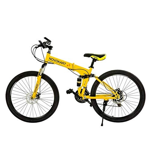 Plegables : Novokart Bicicleta Plegable, Unisex, para Adulto, Amarillo, 24 velocidades