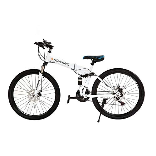 Plegables : Novokart Bicicleta Plegable Unisex para Adulto, Color Blanco, 21 velocidades