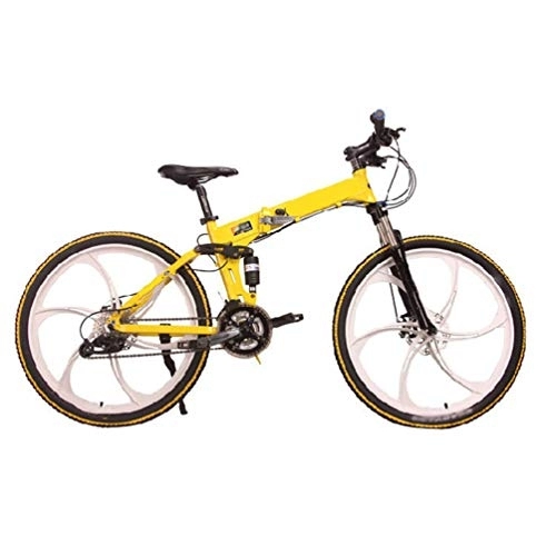 Plegables : NXX Plegable Bicicleta 20 Pulgadas MTB 7 velocidades montaña Bike, Velocidad Variable, Todoterreno, Doble amortiguación, Doble Disco, Frenos, Bicicleta para Hombres, Montar al Aire Libre, Adulto, Amarillo