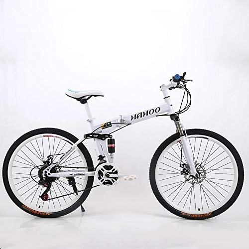 Plegables : OFAY Bicicleta De Montaña Plegable para Adultos Carretera Desplazamientos Bicicleta Marco De Acero De Alto Carbono 20 Pulgadas Velocidad Variable Doble Choque MTB, Blanco, 24 Speed B