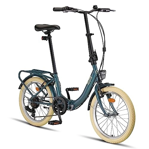 Plegables : PACTO Eight Bicicleta Plegable - Bicicleta Holandesa - 27 cm Marco de Aluminio - 20 Pulgadas Llantas de Aluminio - 6 Engranajes Shimano - V-Frenos - Fácil de Plegar - Verde (Verde)