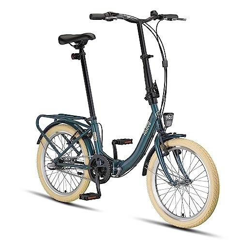 Plegables : PACTO Nine Bicicleta Plegable - Bicicleta Holandesa - 27 cm Marco de Aluminio - 20 Pulgadas Llantas de Aluminio - 3 Engranajes Shimano Nexus - Frenos de Disco - Fácil de Plegar - Verde (Verde)