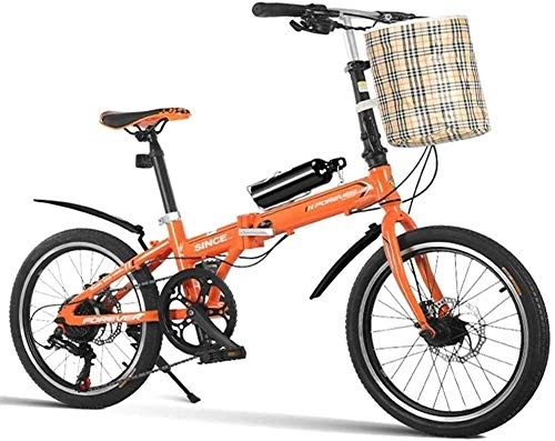 Plegables : PARTAS Senior Rider-20 bicicletas plegables, 7 velocidades, ligeras, portátiles, adultos, mujeres, freno de disco doble, bicicleta plegable, marco reforzado, gancho de pared 2 piezas (color naranja)