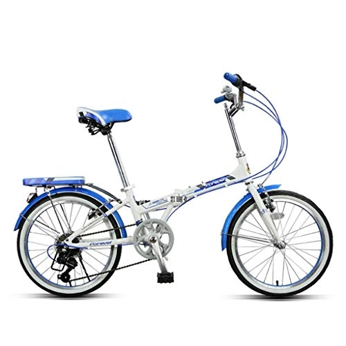 Plegables : Paseo Adulto Ultra Portátil De Bicicletas Luz Cambio De Aluminio Bicicleta Plegable De La Aleación 20 Pulgadas De Pedal De La Bicicleta Velocidad Ajustable (Color : Blue, Size : 20inches)