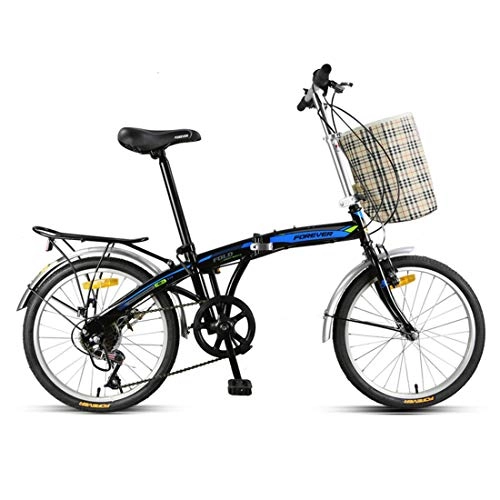 Plegables : Plegable Bicicleta 20''Bicycle 7 Speed Estructura de Acero de Alto Carbono para Adulto, Black