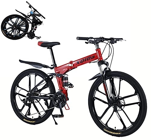 Plegables : Plegable Bicicleta de montaña Hombres 26in Bicicleta de ciclocross Estructura de Acero al Carbono Ligero 27 velocidades Sistema de Plegado rápido La elección Amantes del Ciclismo / Red