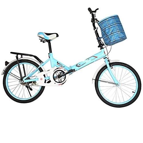 Plegables : POKENE 20INCH Adultos Bicicleta Plegable para Hombres y Mujeres, Bicicleta de Acero de Alto Carbono con Bolsa de Transporte, Peso Ligero, B