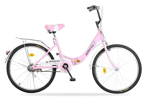 Plegables : POSTEGE Bicicleta Plegable de 22 / 24 "para Mujer, Bicicleta portátil con Pedal Ligero para Estudiantes, Bicicleta de Acero al Carbono para Adultos A, 24IN